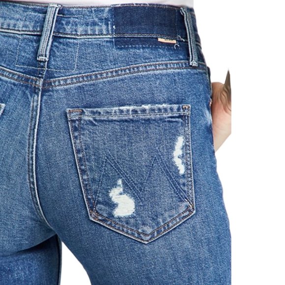 Mother The Tomcat Playing with Scissors Straight Leg Crop Distressed Jeans Sz 25 - Picture 2 of 16